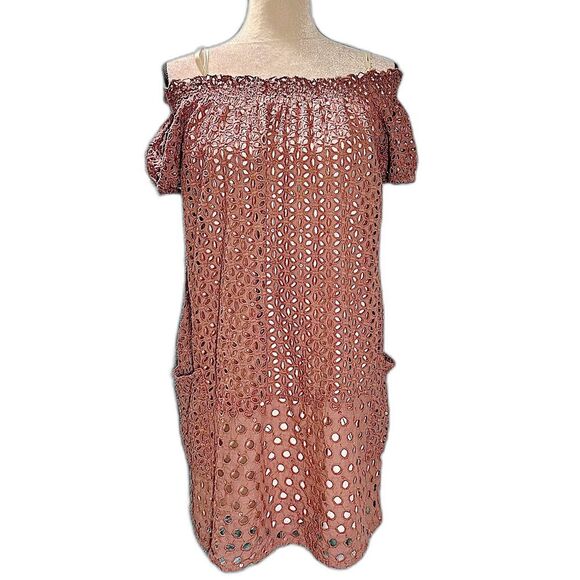 Muche Et Muchette Juan Off The Shoulder Embroidered Eyelet Dress Swim Cover Up - Picture 2 of 9